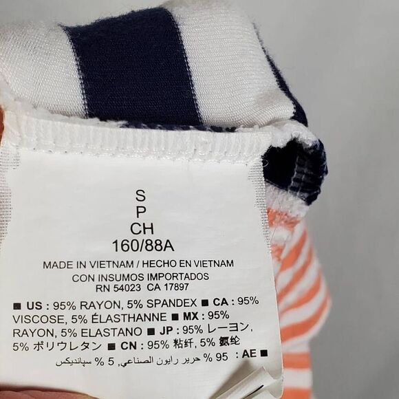 Old Navy Women’s Strapless Maxi Dress Size Small Navy White Stripe with Coral He - Picture 5 of 6